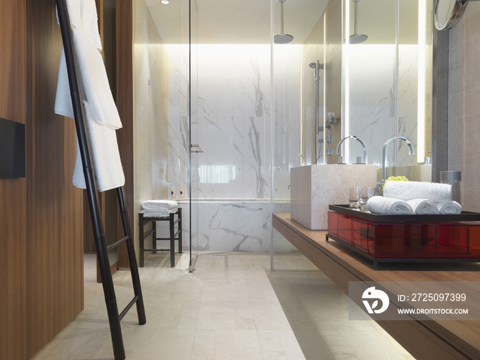 Interior of modern hotel bathroom