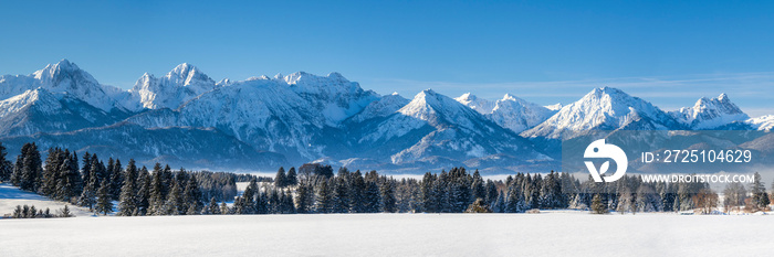 Panorama Landschaft im Winter im Allgäu