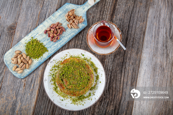 Katmer dessert traditional turkish dessert. Turkish name; Gul Katmeri..