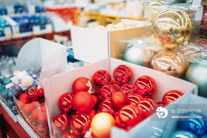 Couple shopping, department of holiday decorations