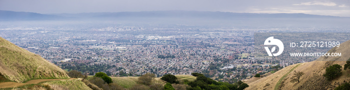 Panoramic view of San Jose, California on a rainy day