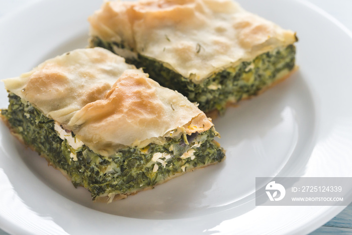 Portion of Spanakopita - Greek spinach pie