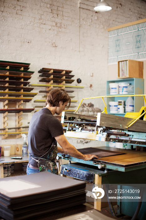 Man working in printing workshop