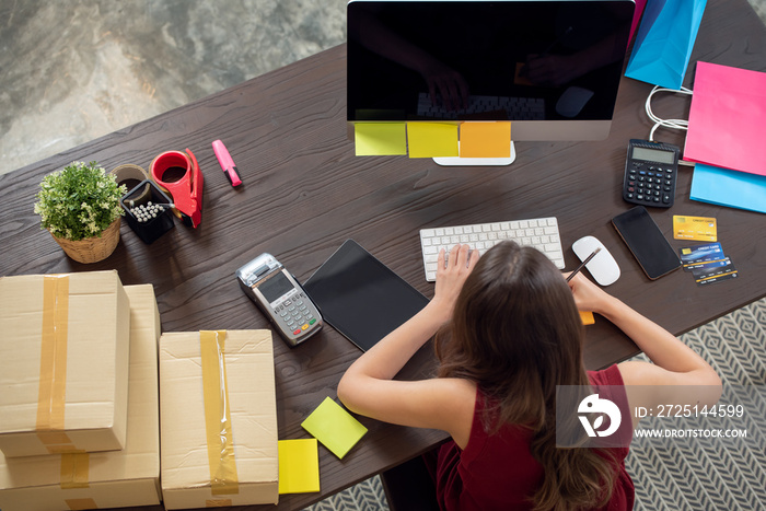 Startup small business owner working her office