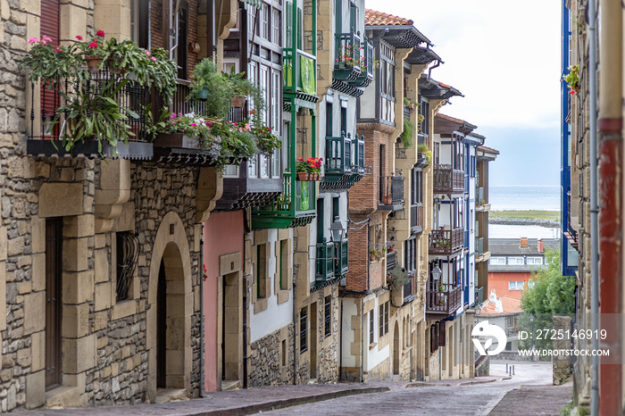 Architecture of the streets of the Hondarribia, Spain