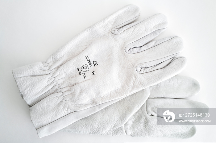 gants en cuir blanc de protection mécanique