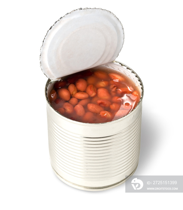 打开的红豆罐头。
