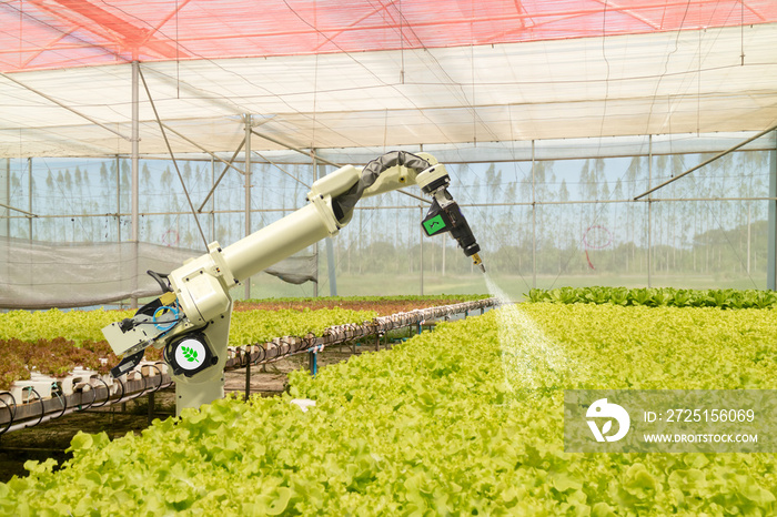 农业中的智能机器人未来概念，机器人农民（自动化）必须编程为wo