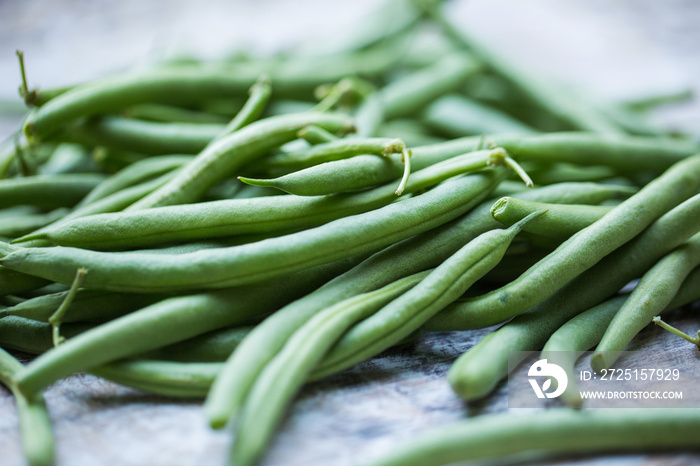 Fresh, organic green beans