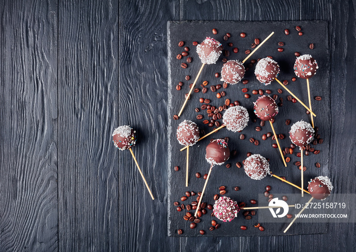 chocolate cake pops sprinkled with crushed candy