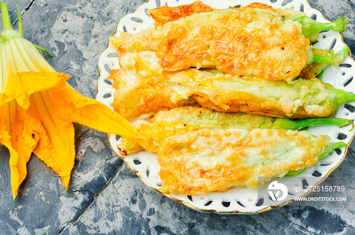 Roasted zucchini flowers