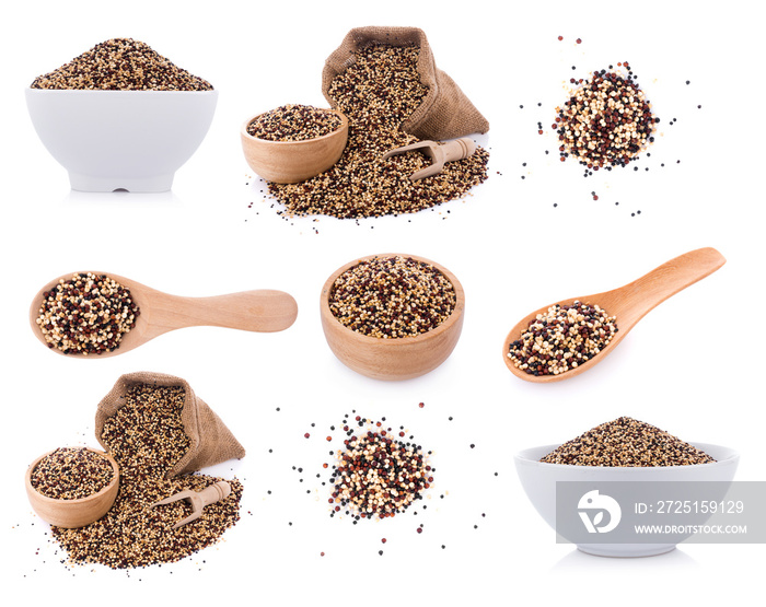 Real quinoa seeds isolated on white background