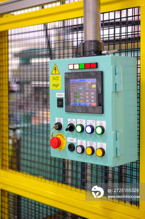 Operation panel on automation machine fence