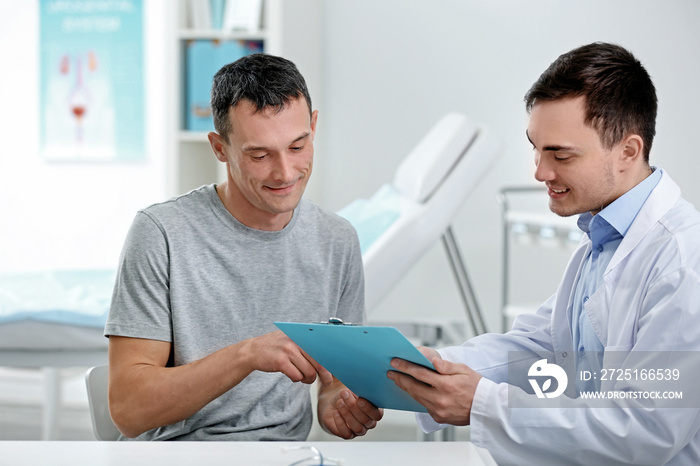 Man visiting doctor at hospital