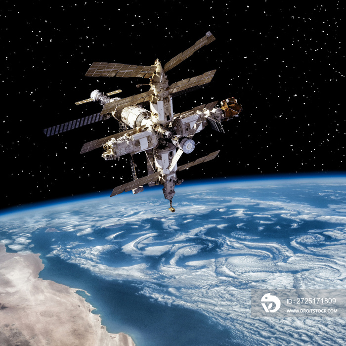 Space station above the earth. The elements of this image furnished by NASA.