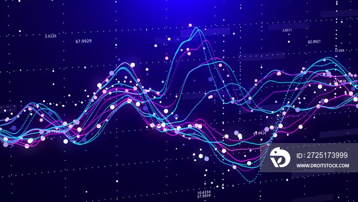 股市图。大数据。商业图。投资图。抽象财务图。3D效果图