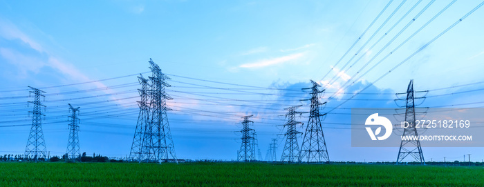 High voltage post,High voltage tower sky sunset background