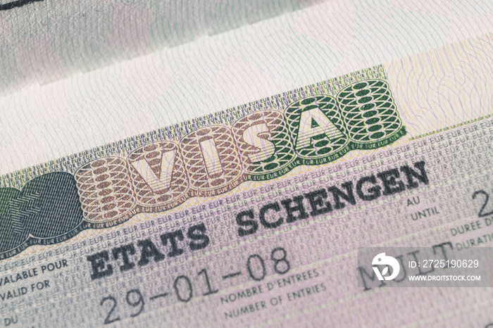 Passport stamp visa for travel concept background, Paris France