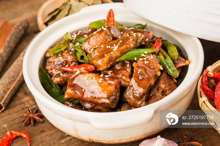 Chinese Cuisine: a plate of braised ribs