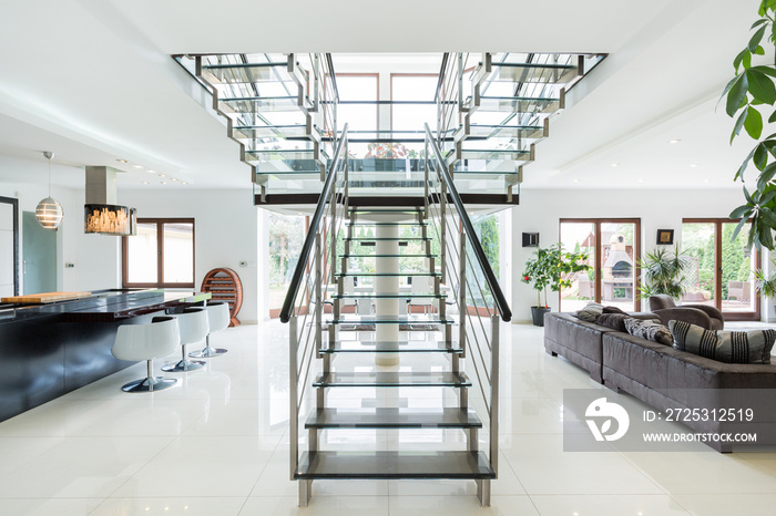 Modern stairs in luxury apartment