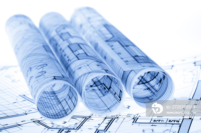 一卷卷的建筑蓝图和房屋计划