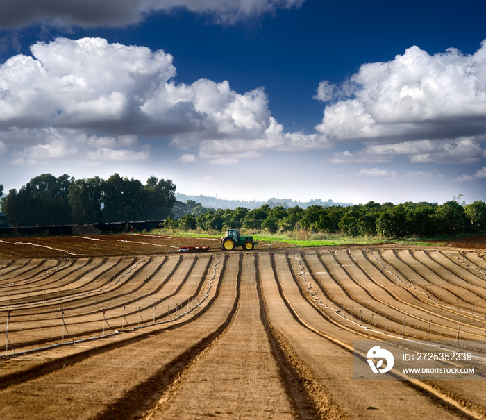 tractor in a field