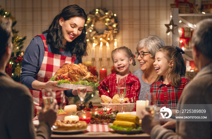 family celebrating Christmas