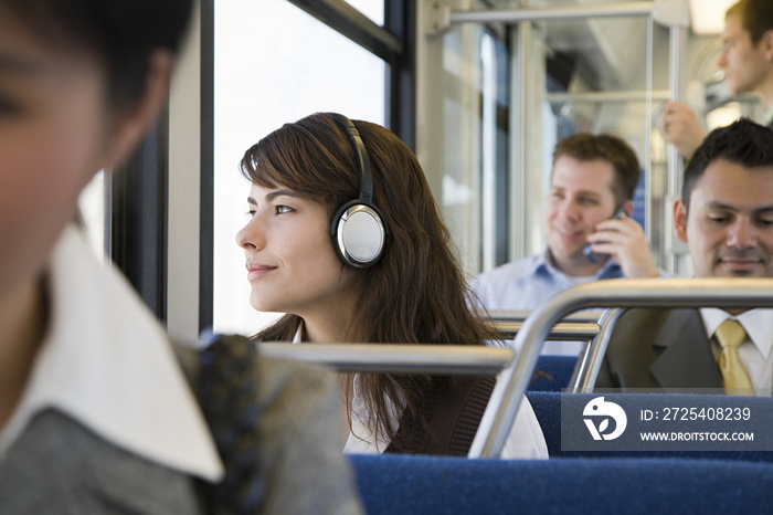 Commuters on train