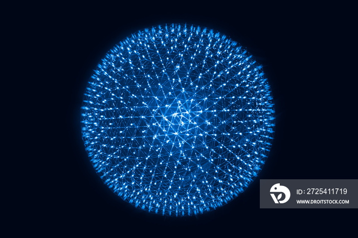 蓝色LED球模拟原子核科学抽象概念。