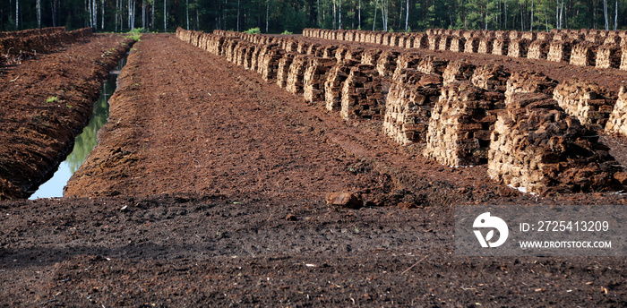 Torfabbau und Torftrocknung in Lettland