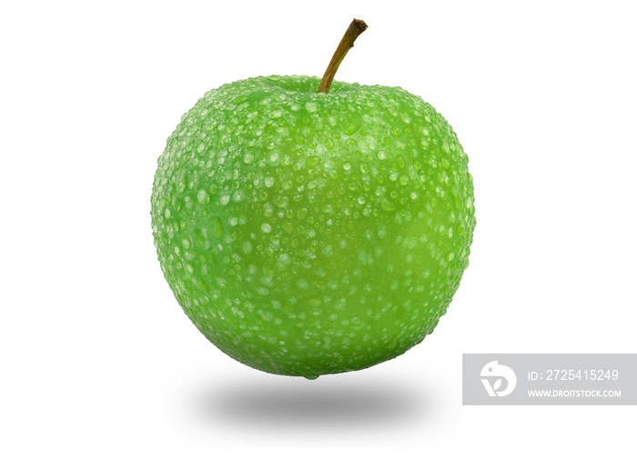 Green apple on white background, fresh natural fruit