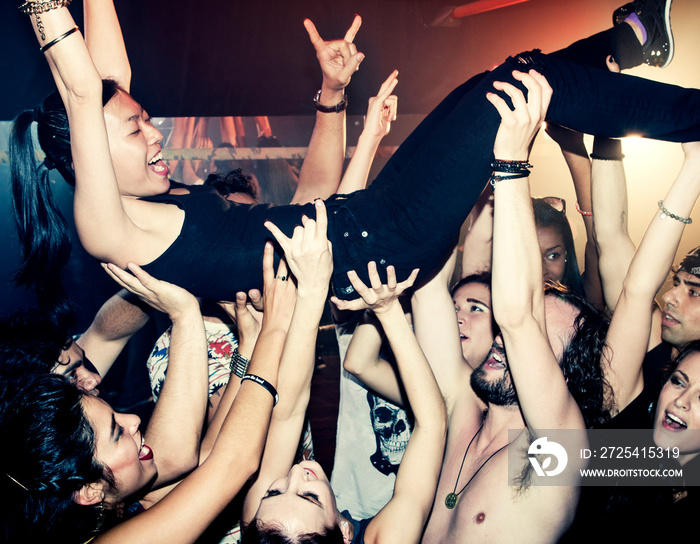 People having fun during rock concert