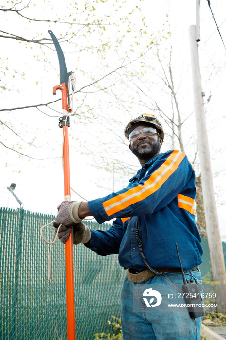 Portrait of worker standing outside