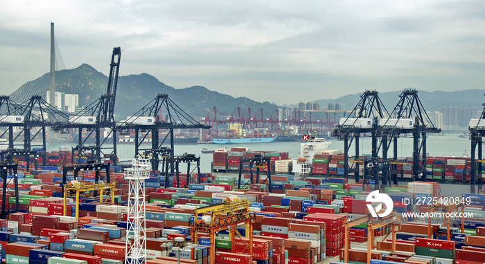 HONG KONG -MAY13: Containers at Hong Kong commercial port on May 03, 2013 in Hong Kong, China. Hong 