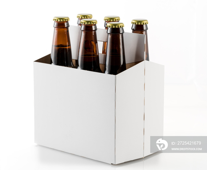 Six bottles of beer in cardboard carrier