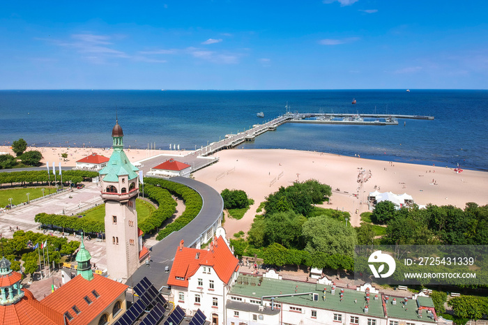 Beautiful scenery of Sopot at Baltic sea with the wooden pier, Poland