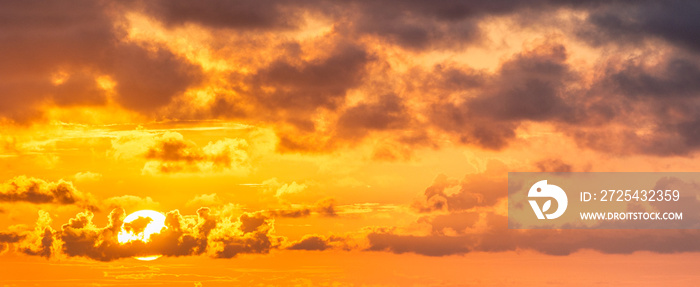 Amazing sunset on a tropical island, detail on sky and setting sun