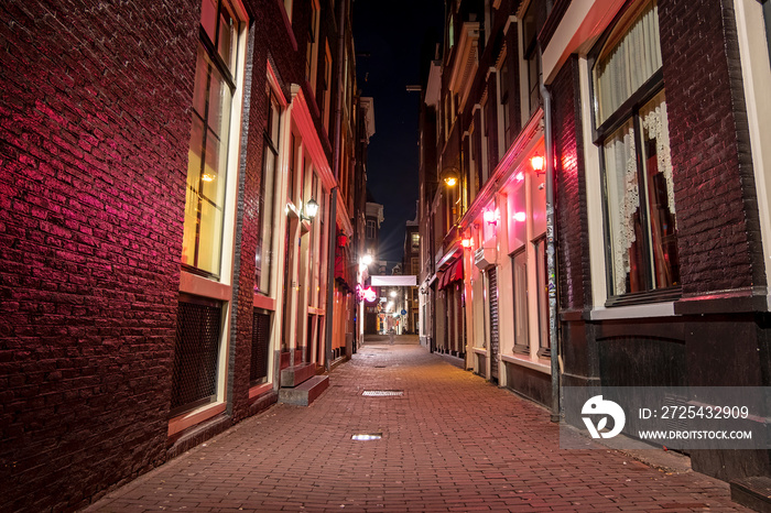 Red light district in Amsterdam the Netherlands by night