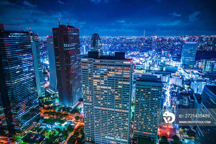 東京都庁舎の展望台から見える東京の夜景