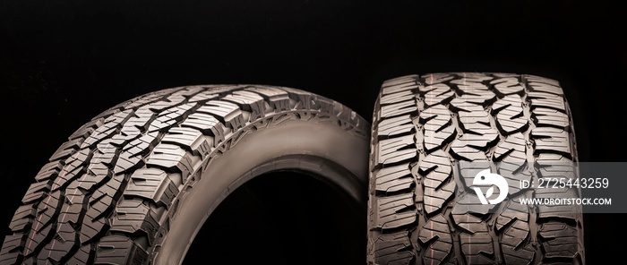 matador izzarda at 2-all-season off-road tires all terrain, sidewall close -up on a dark background