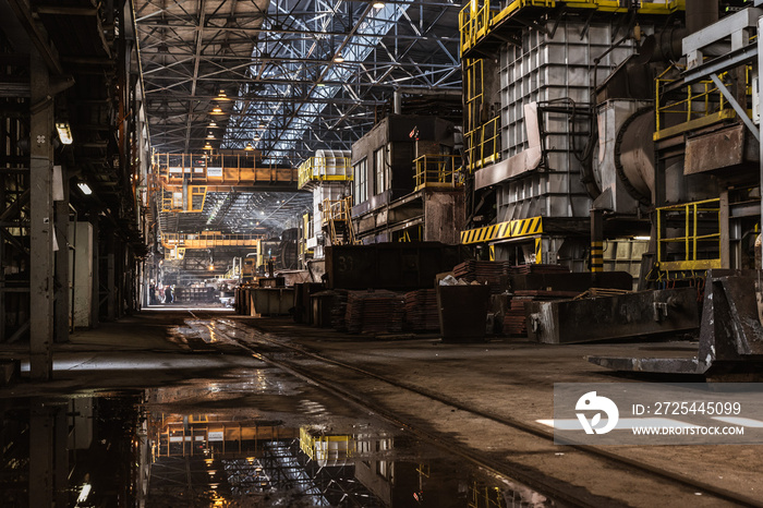 Interior of metallurgy hall in a copper smelter