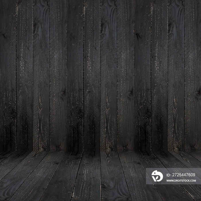 black wooden plank texture background.