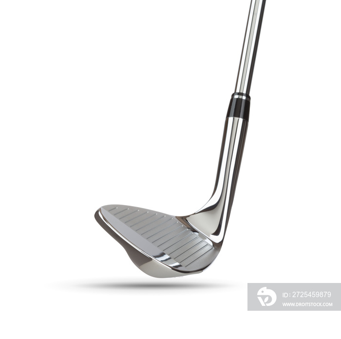 Chrome Golf Club Wedge Iron on White Background