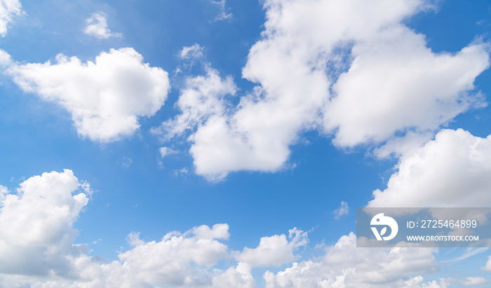 Panoramic view of clear blue sky and clouds, clouds with background.