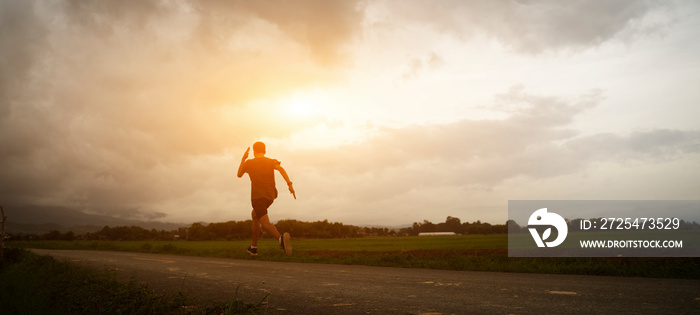 Young black runner man running on the street be exercise and workout in nature countryside road in t