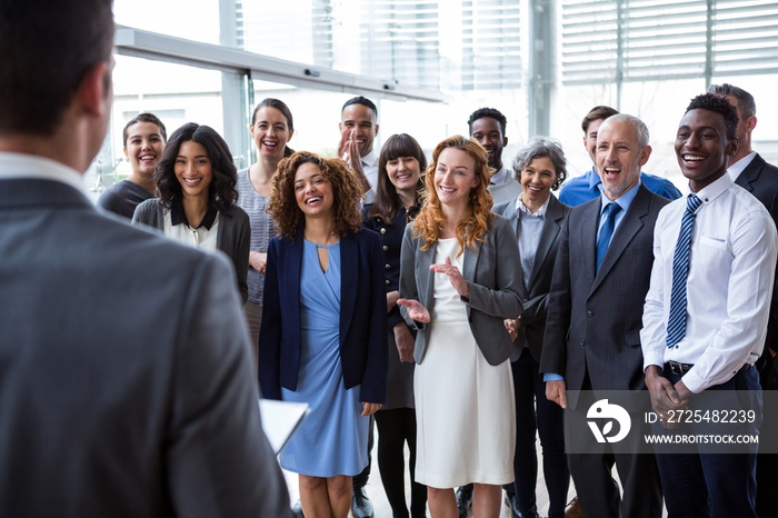 Businessman interacting with colleagues