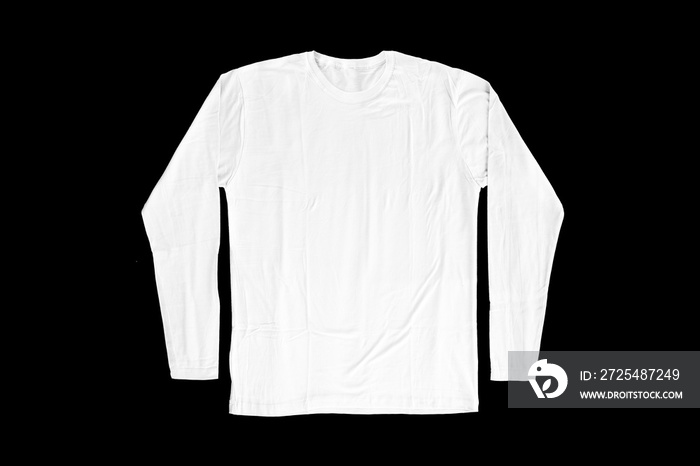 长袖白色t恤用于实物模型。黑色背景的普通t恤用于设计预览。