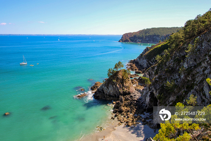 Island Beach Virgin, Morgat, péninsule de Crozon, Finistère, Bretagne, France