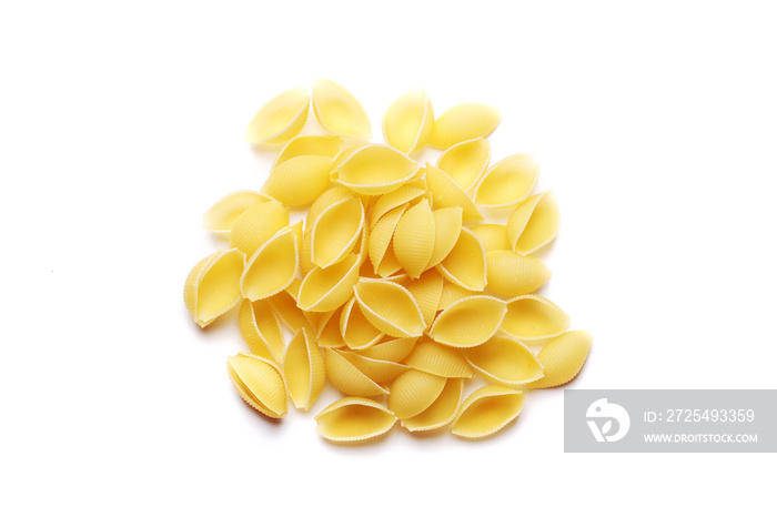 Uncooked pasta isolated on white background