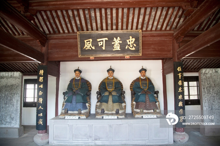 舟山鸦片战争纪念公园定海保卫战三总兵雕塑